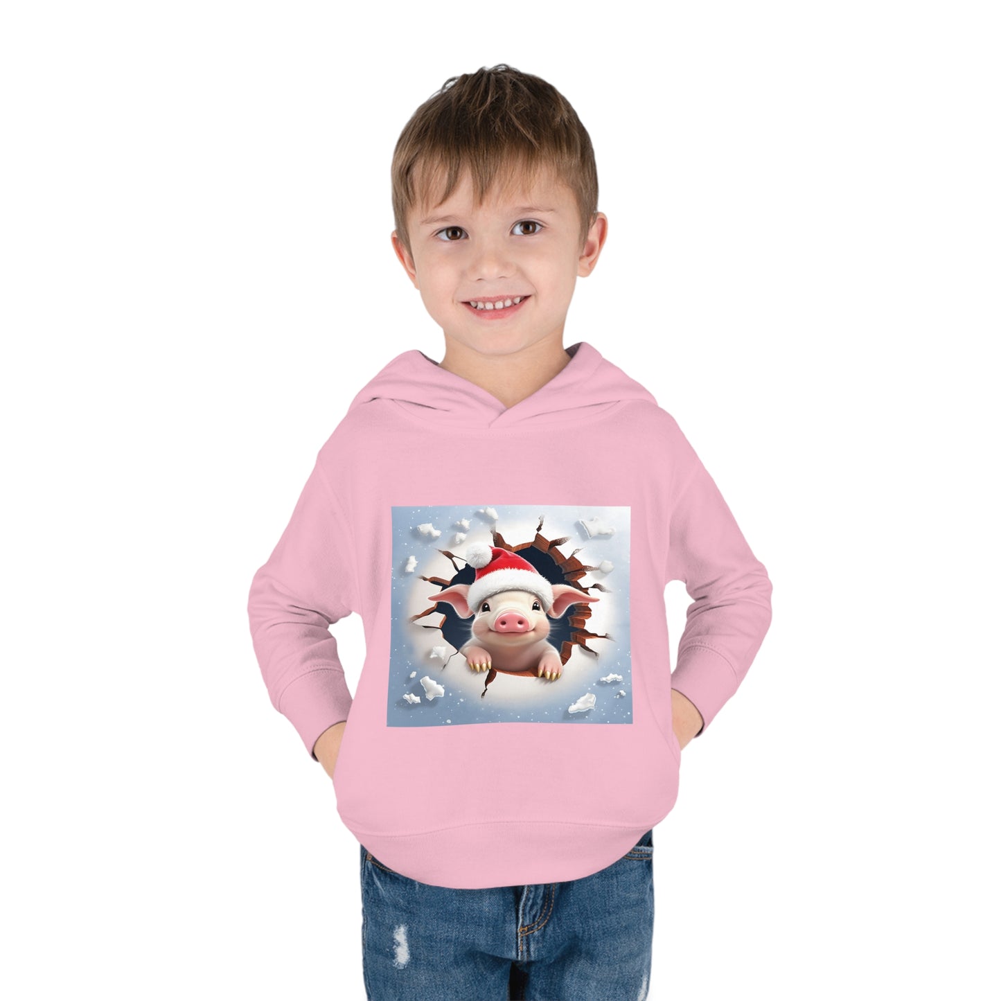 ~Piglet~ 3D Christmas Toddler Pullover Fleece Hoodie by Rabbit Skins