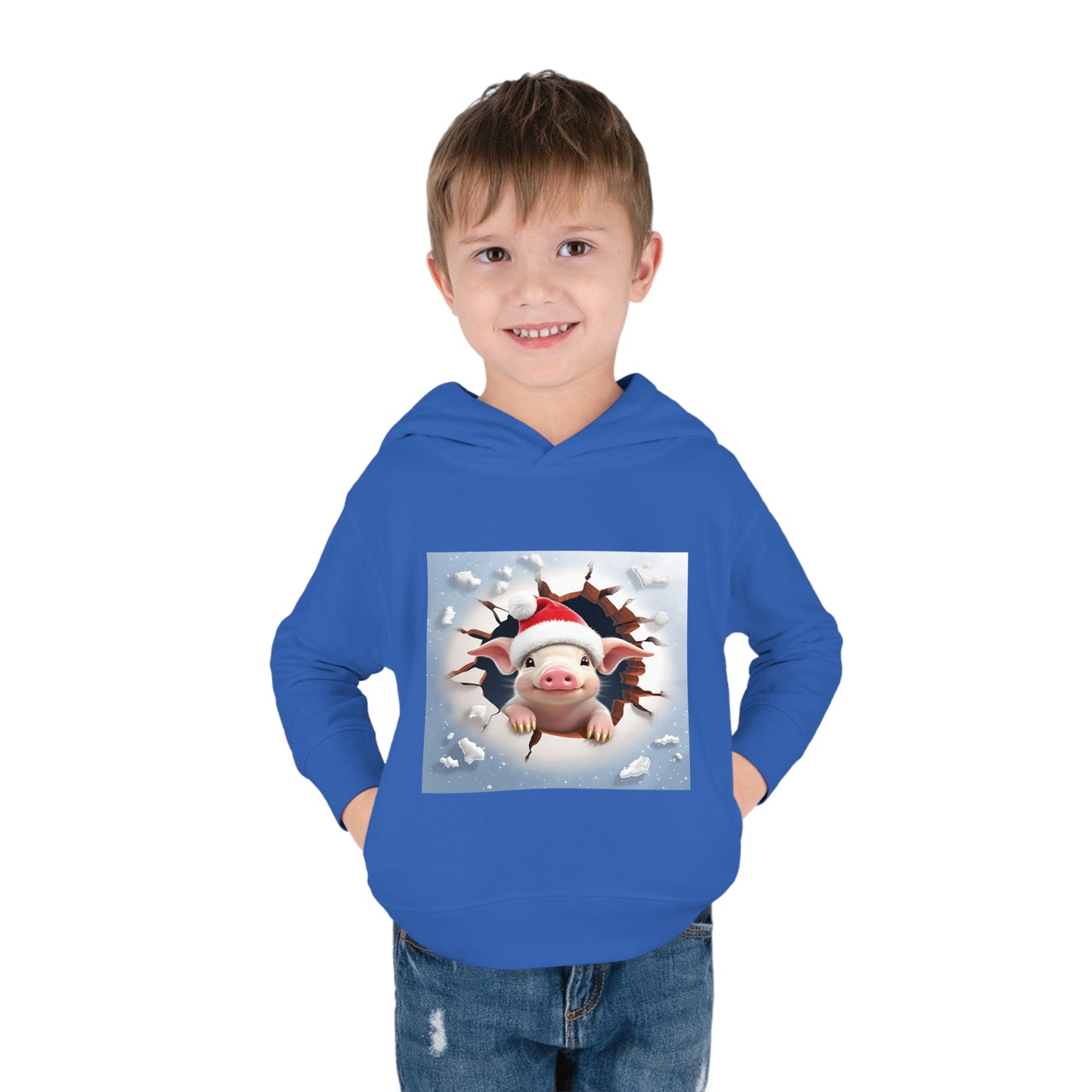 ~Piglet~ 3D Christmas Toddler Pullover Fleece Hoodie by Rabbit Skins