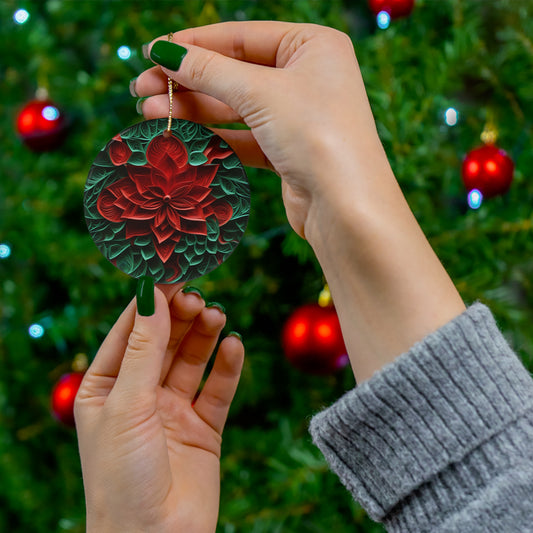 ~Poinsettia~ Ceramic Ornament