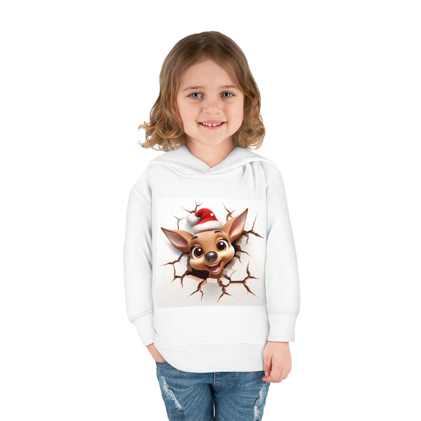 ~Fawn~ 3D Christmas Toddler Pullover Fleece Hoodie by Rabbit Skins