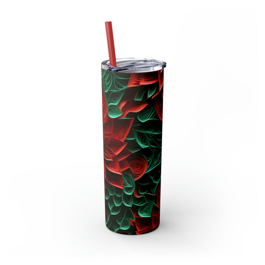 ~Pointsetia~ Christmas Skinny Tumbler with Straw, 20oz