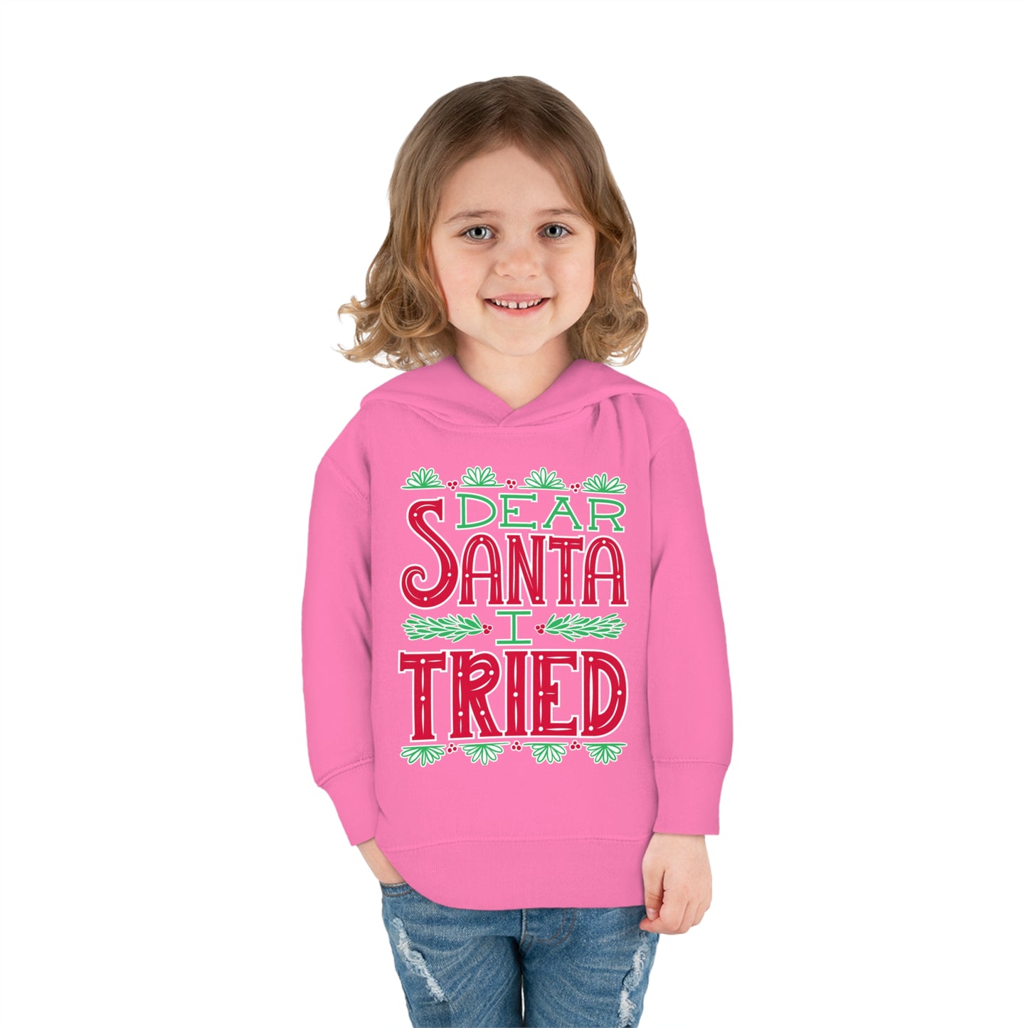 ~Dear Santa, I Tried~ 3D Christmas Toddler Pullover Fleece Hoodie by Rabbit Skins