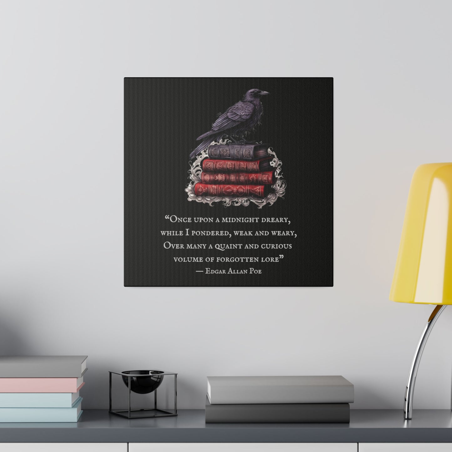 Dark Academia ~Once Upon a Midnight Dreary~ Edgar Allen Poe Print Matte Canvas, Stretched, 0.75"