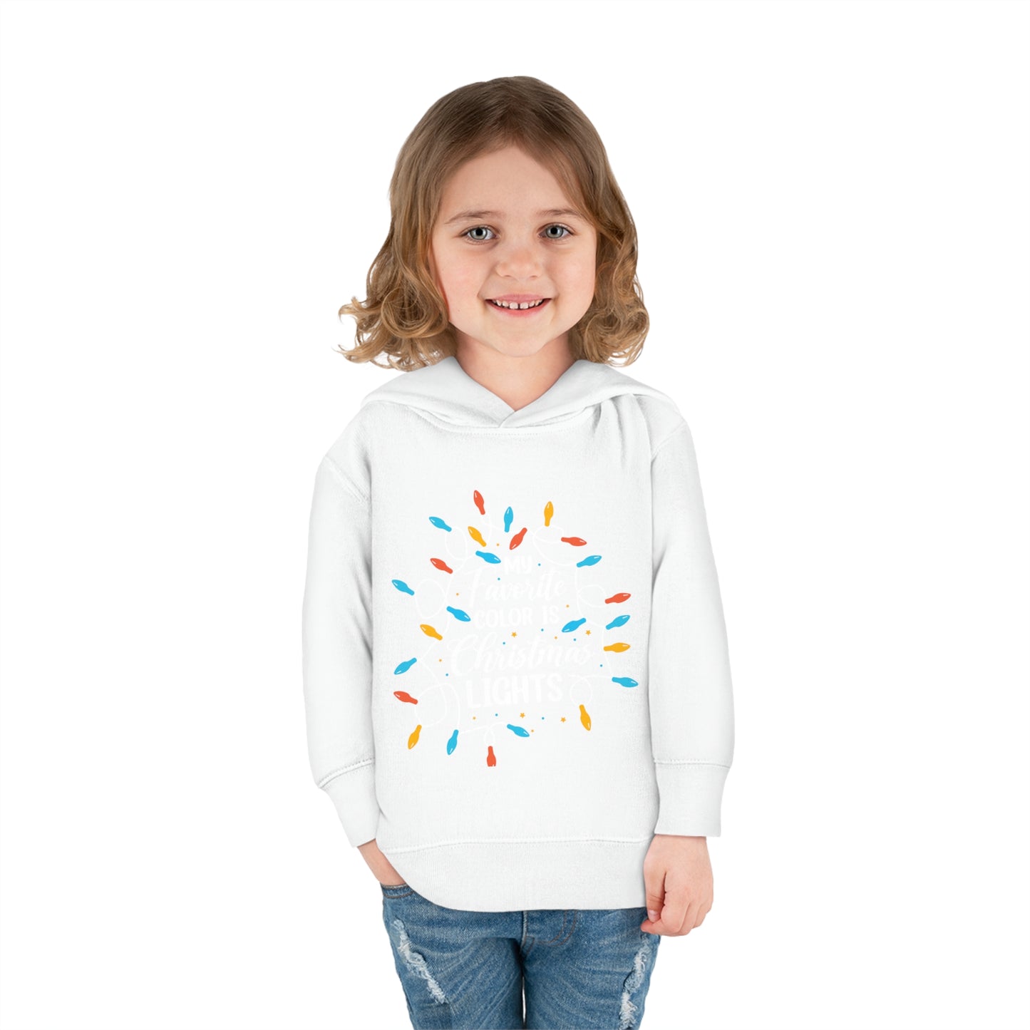 ~My Favorite Color is Christmas Lights~ 3D Christmas Toddler Pullover Fleece Hoodie by Rabbit Skins