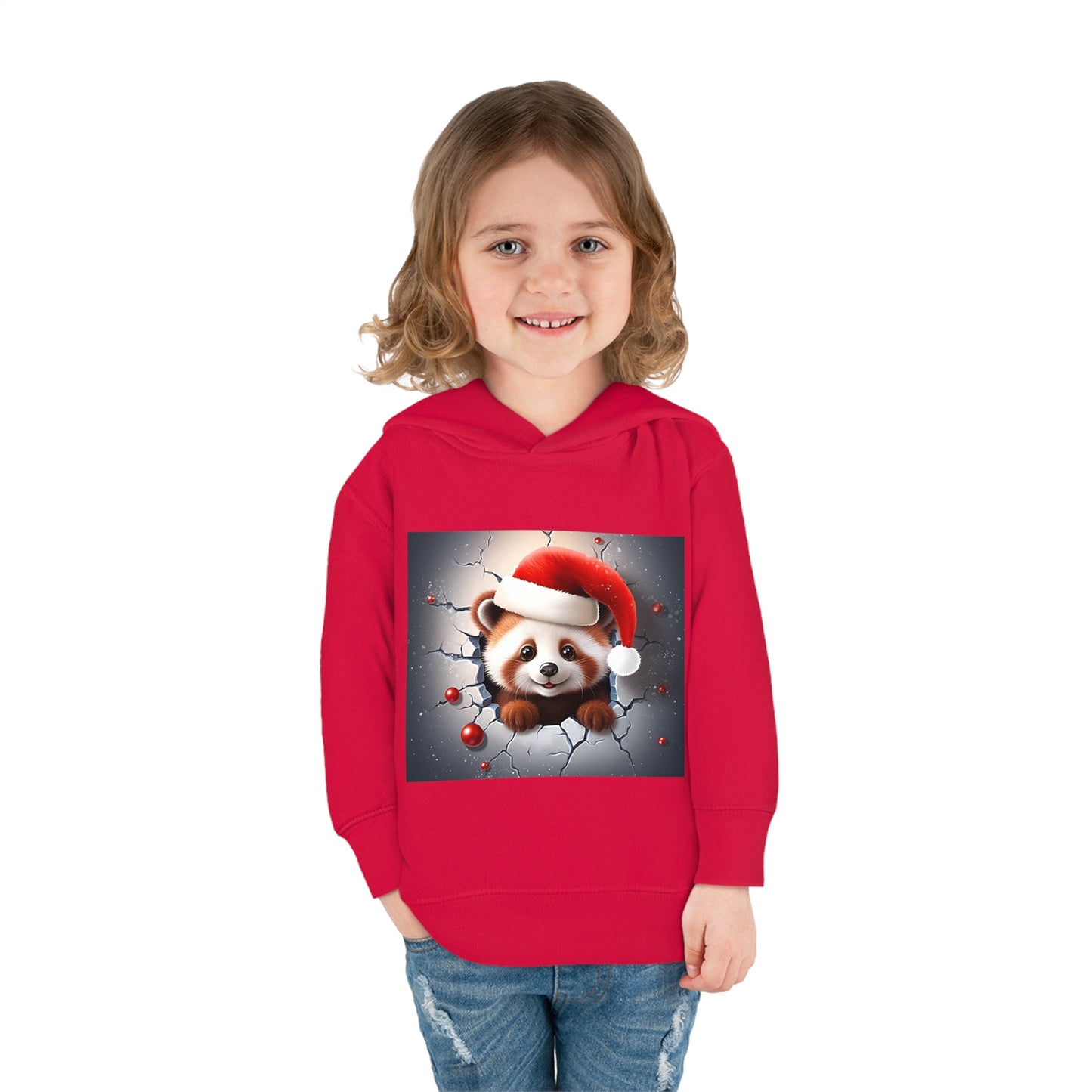 ~Red Panda Cub~ 3D Christmas Toddler Pullover Fleece Hoodie by Rabbit Skins