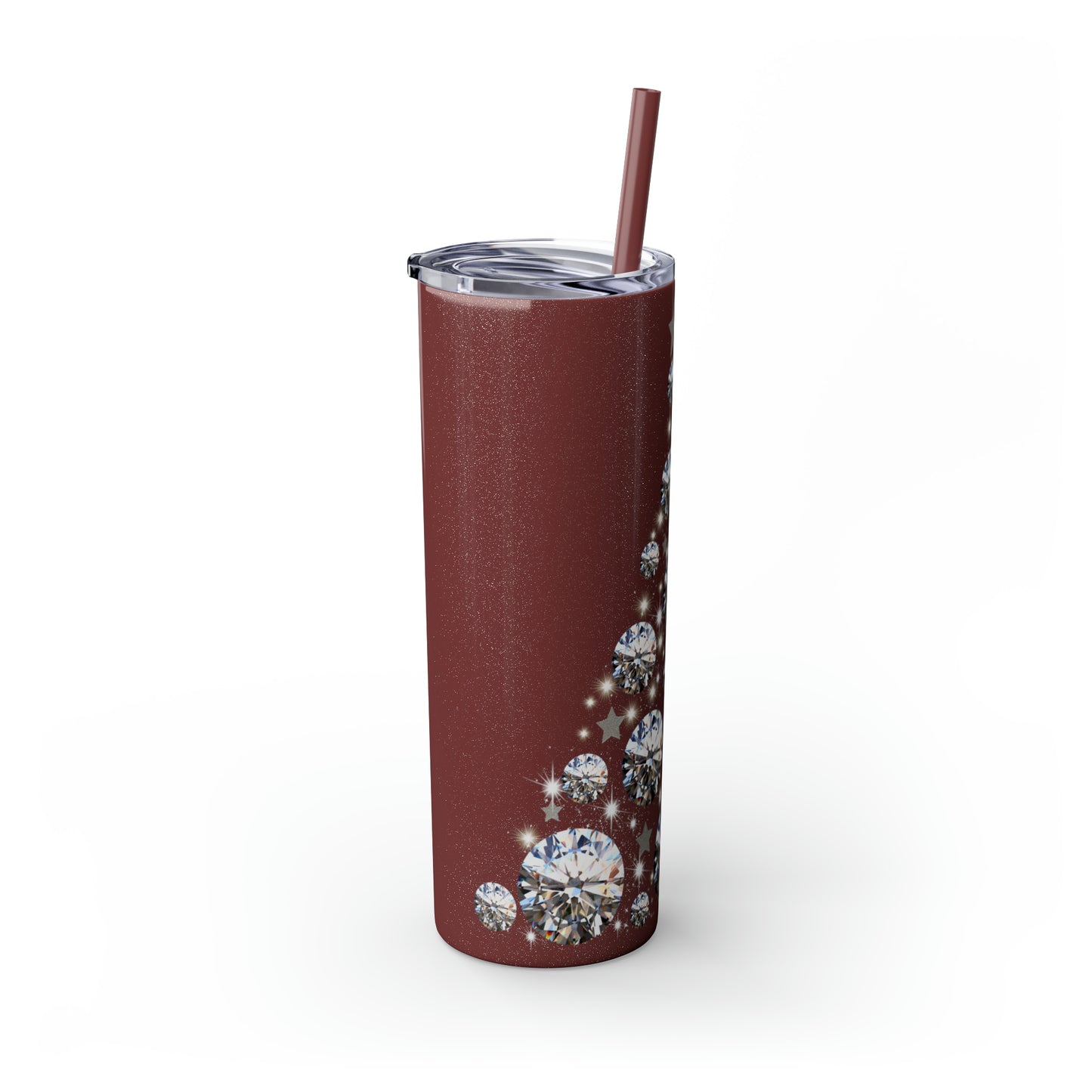 ~Glitter Tree~ Christmas Skinny Tumbler with Straw, 20oz