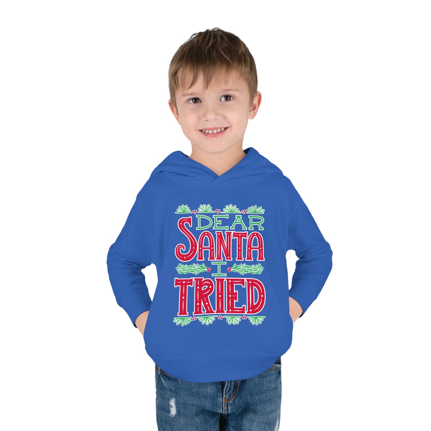 ~Dear Santa, I Tried~ 3D Christmas Toddler Pullover Fleece Hoodie by Rabbit Skins