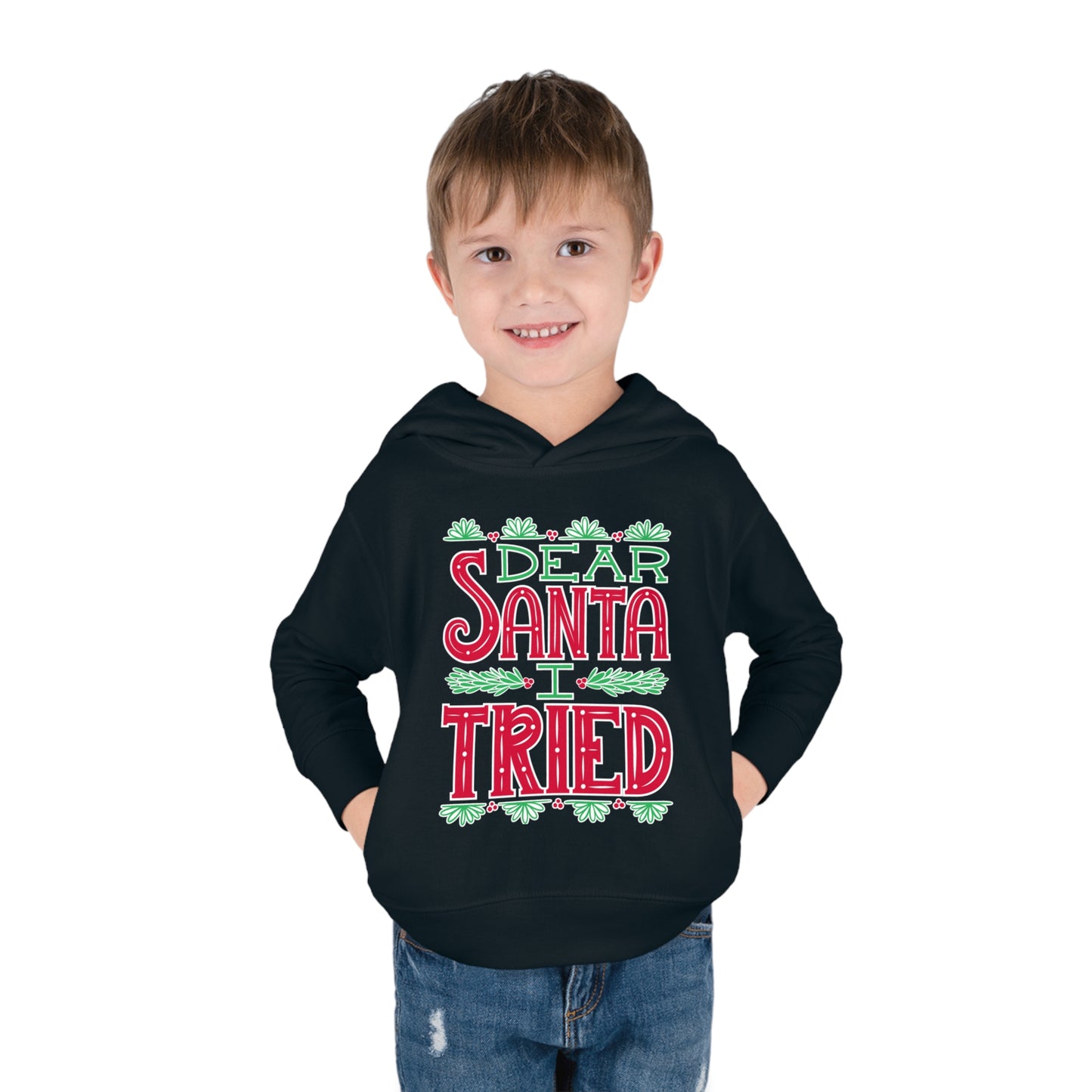 ~Dear Santa, I Tried~ 3D Christmas Toddler Pullover Fleece Hoodie by Rabbit Skins