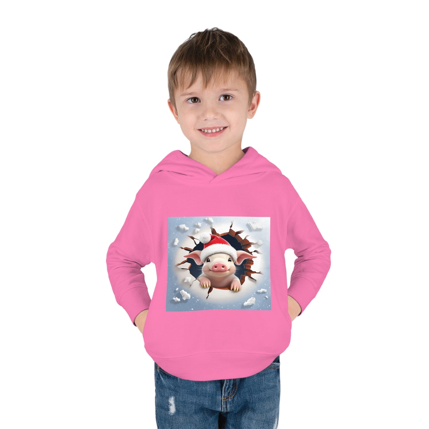 ~Piglet~ 3D Christmas Toddler Pullover Fleece Hoodie by Rabbit Skins