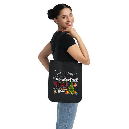 ~It's the Most Wonderful Time of the Year~ Christmas Organic Canvas Tote Bag