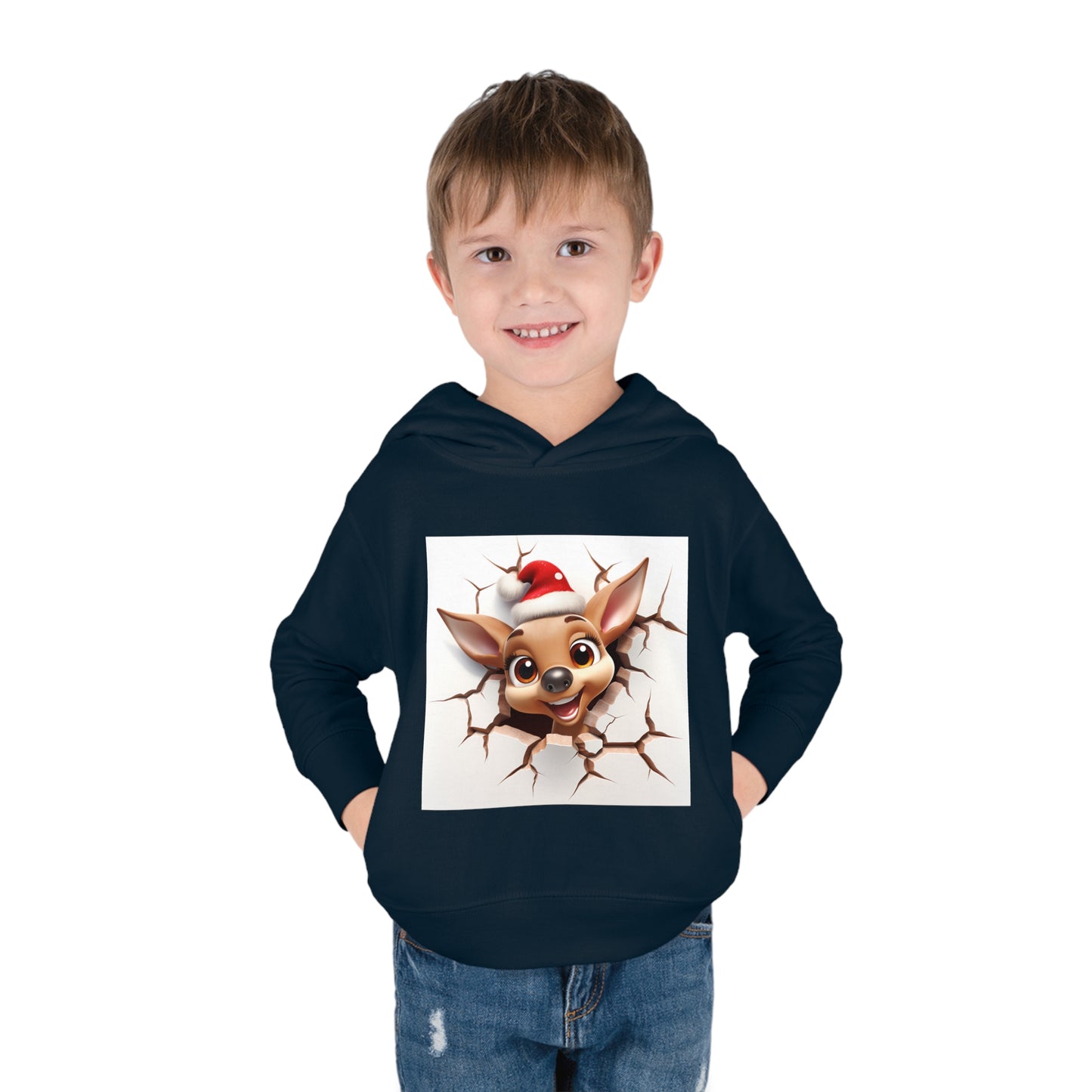~Fawn~ 3D Christmas Toddler Pullover Fleece Hoodie by Rabbit Skins