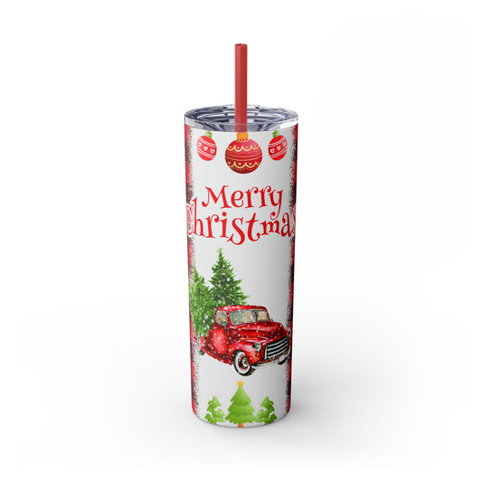 ~Antique Truck~ Christmas Skinny Tumbler with Straw, 20oz