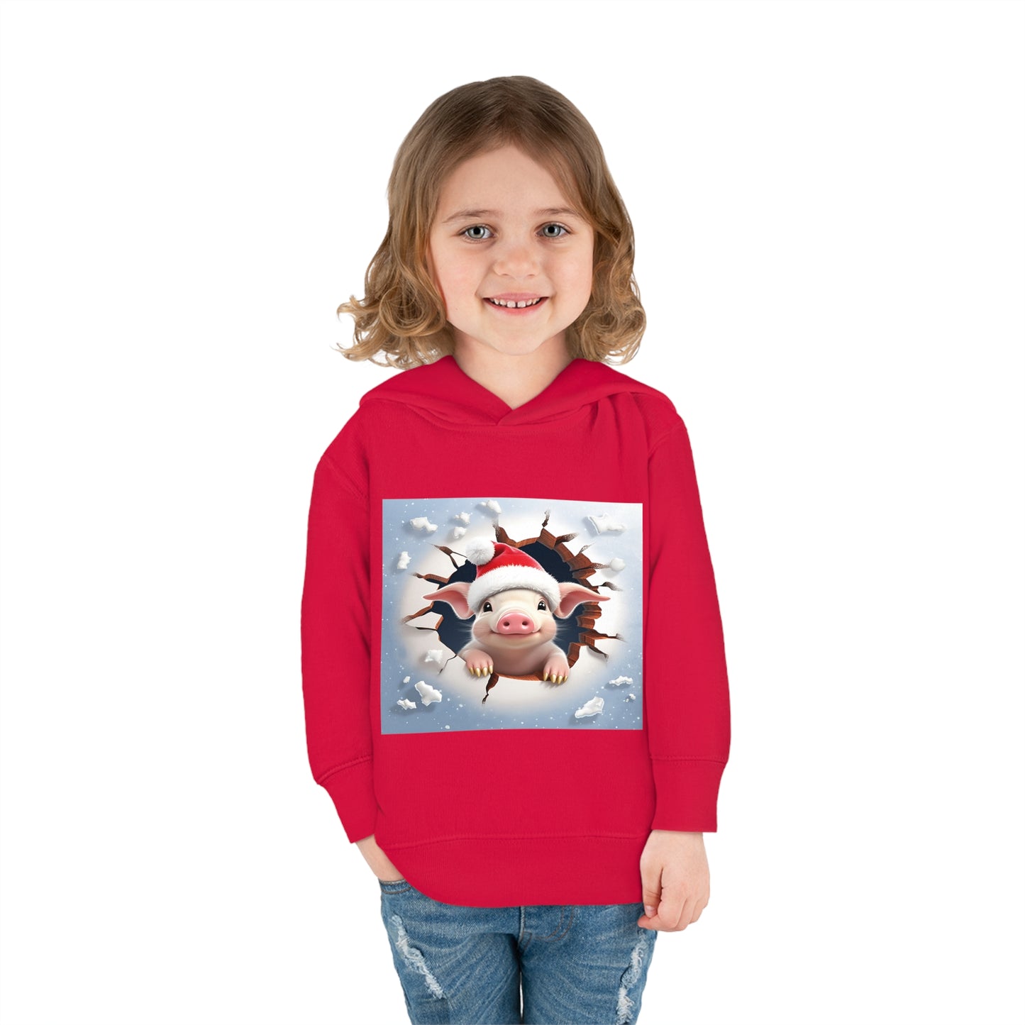 ~Piglet~ 3D Christmas Toddler Pullover Fleece Hoodie by Rabbit Skins