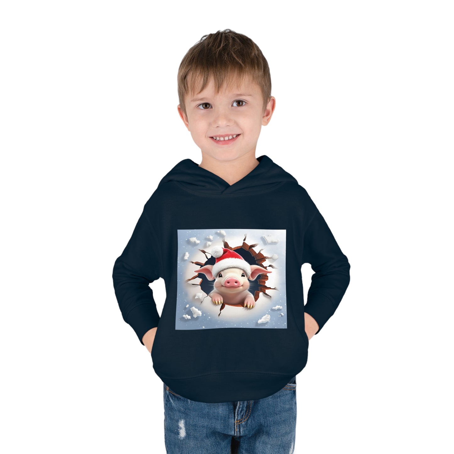 ~Piglet~ 3D Christmas Toddler Pullover Fleece Hoodie by Rabbit Skins