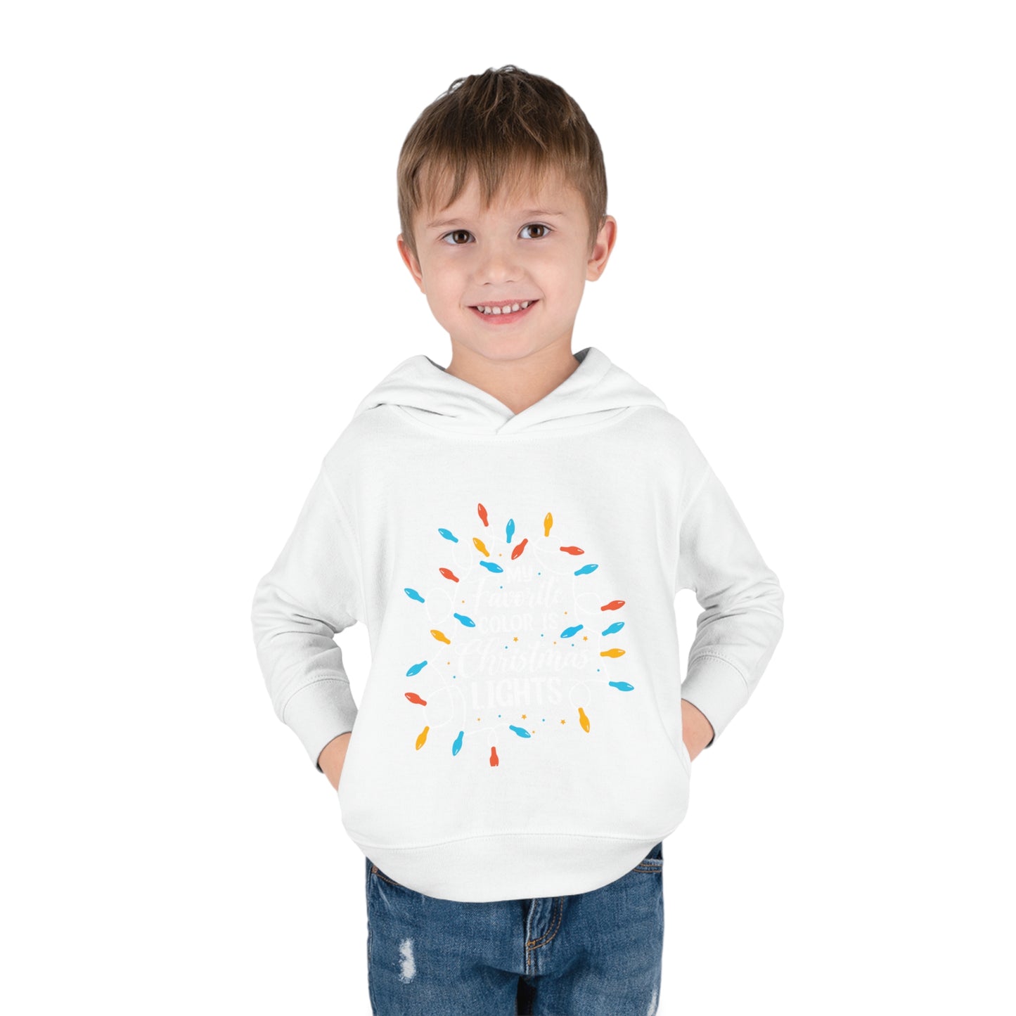 ~My Favorite Color is Christmas Lights~ 3D Christmas Toddler Pullover Fleece Hoodie by Rabbit Skins