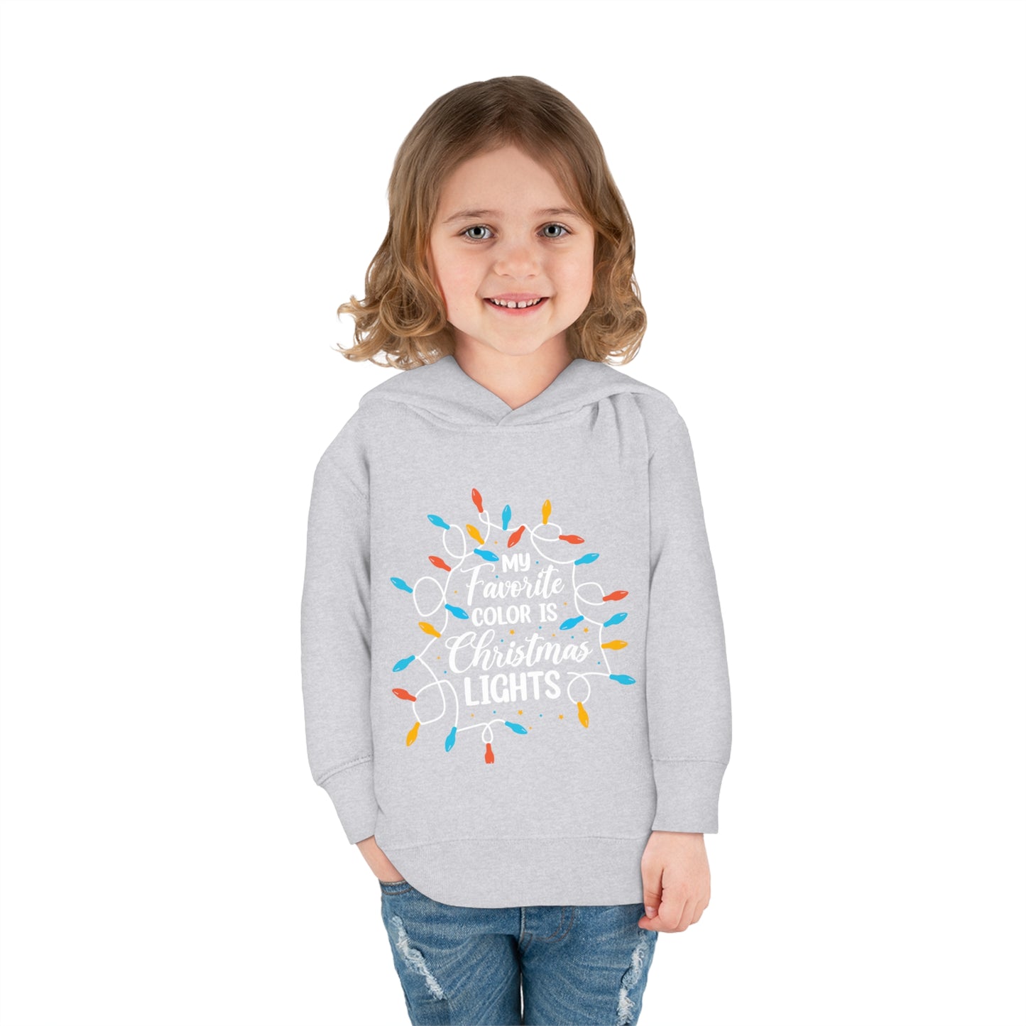 ~My Favorite Color is Christmas Lights~ 3D Christmas Toddler Pullover Fleece Hoodie by Rabbit Skins