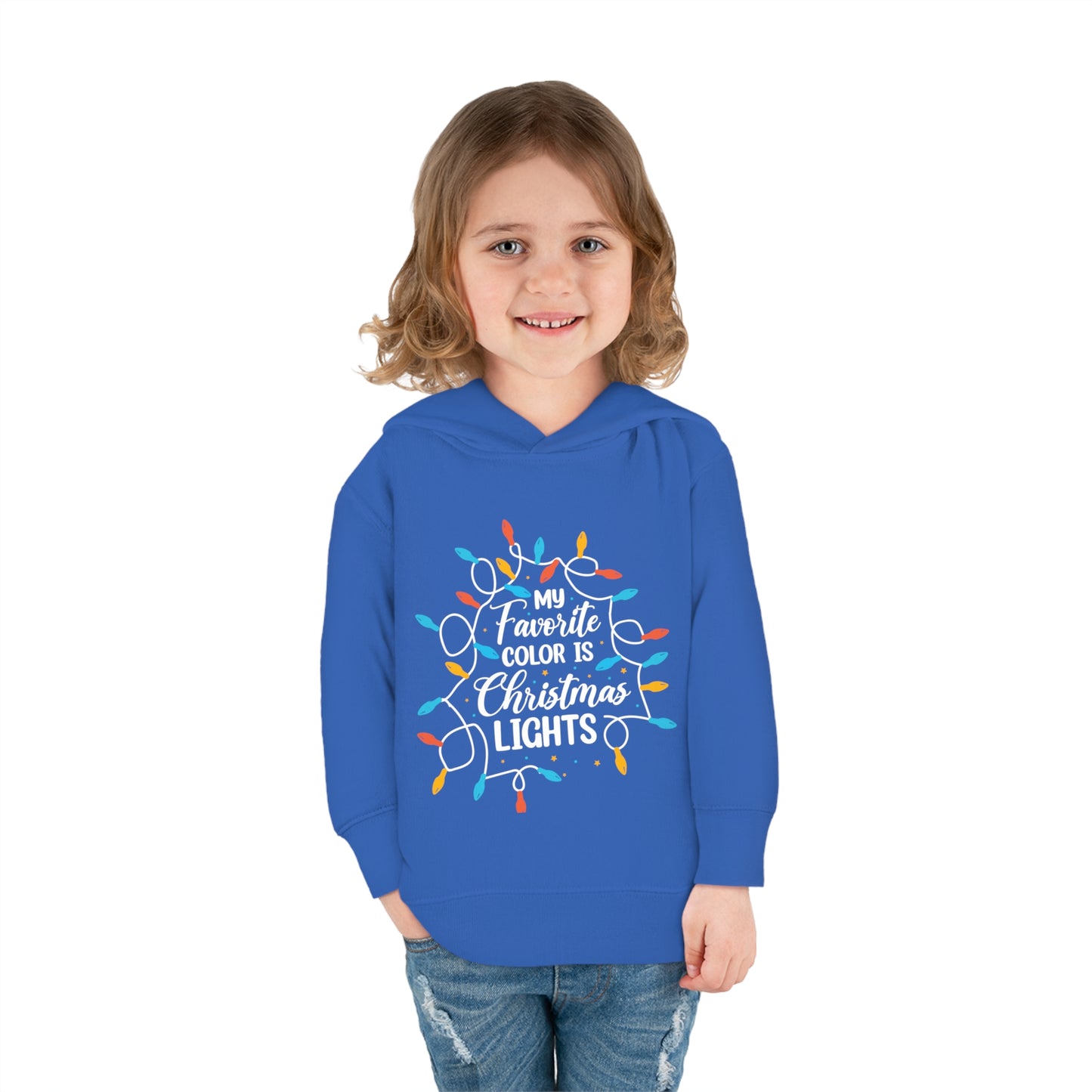 ~My Favorite Color is Christmas Lights~ 3D Christmas Toddler Pullover Fleece Hoodie by Rabbit Skins