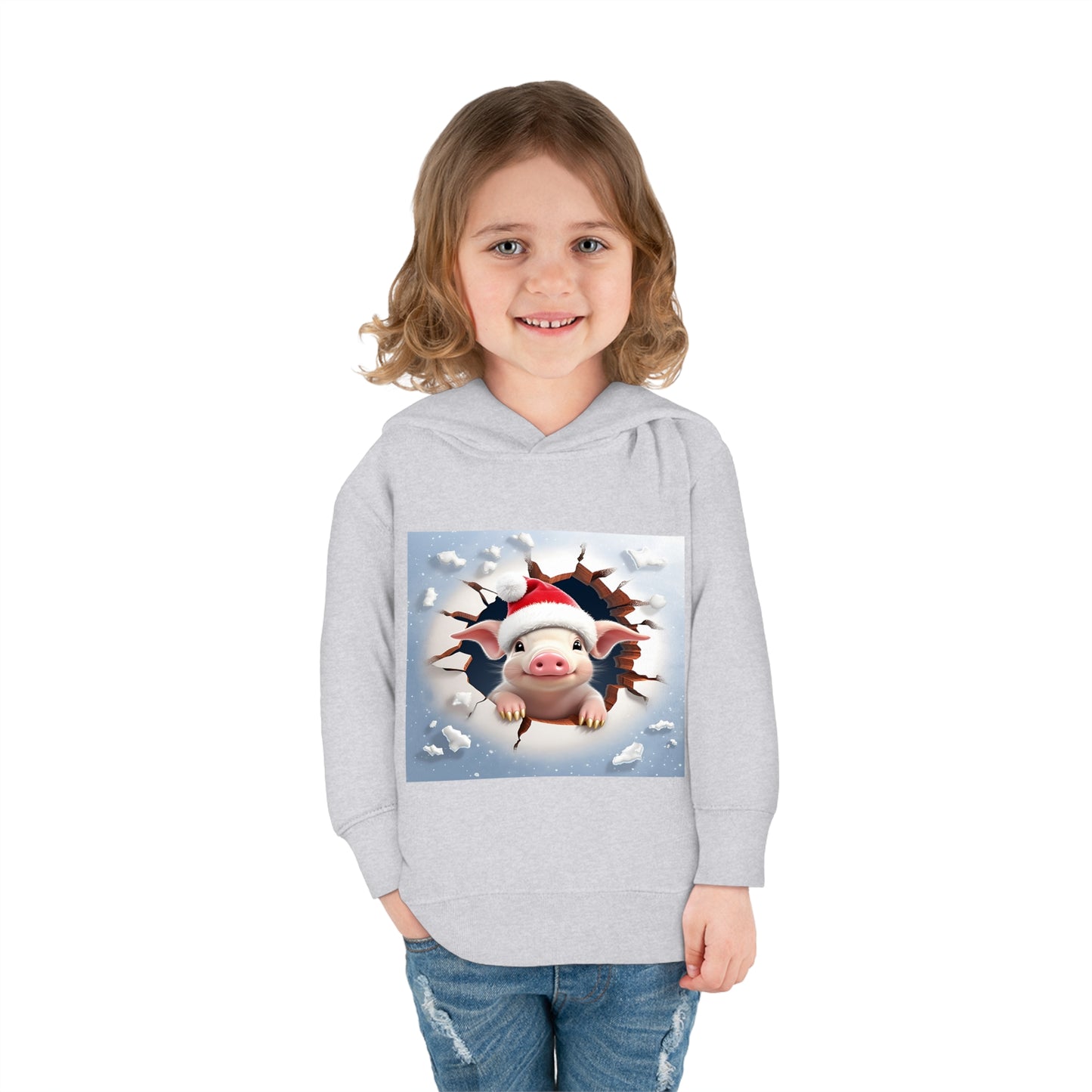 ~Piglet~ 3D Christmas Toddler Pullover Fleece Hoodie by Rabbit Skins