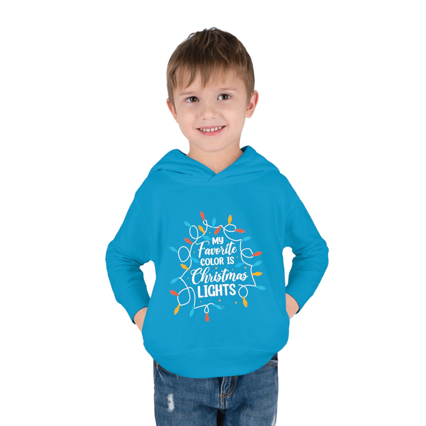 ~My Favorite Color is Christmas Lights~ 3D Christmas Toddler Pullover Fleece Hoodie by Rabbit Skins