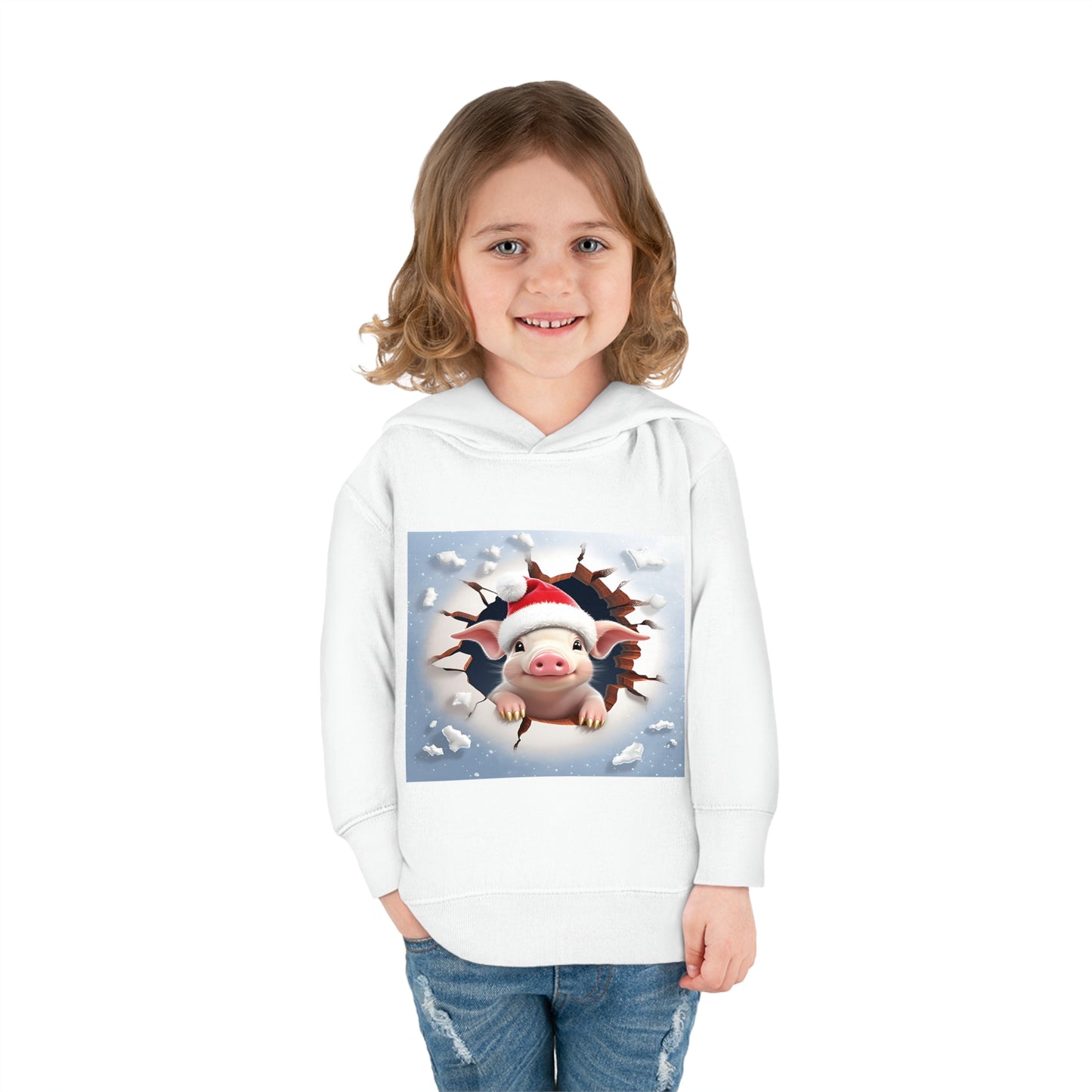 ~Piglet~ 3D Christmas Toddler Pullover Fleece Hoodie by Rabbit Skins