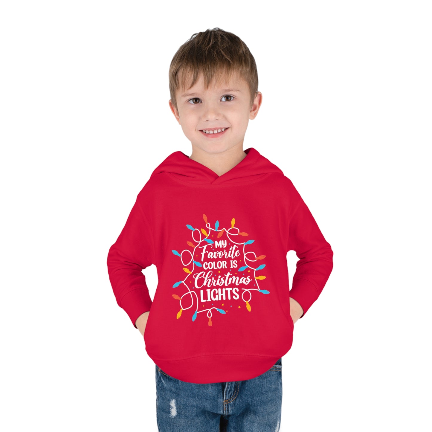 ~My Favorite Color is Christmas Lights~ 3D Christmas Toddler Pullover Fleece Hoodie by Rabbit Skins