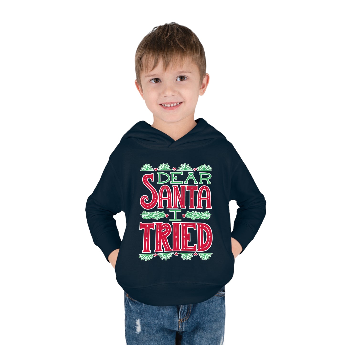 ~Dear Santa, I Tried~ 3D Christmas Toddler Pullover Fleece Hoodie by Rabbit Skins