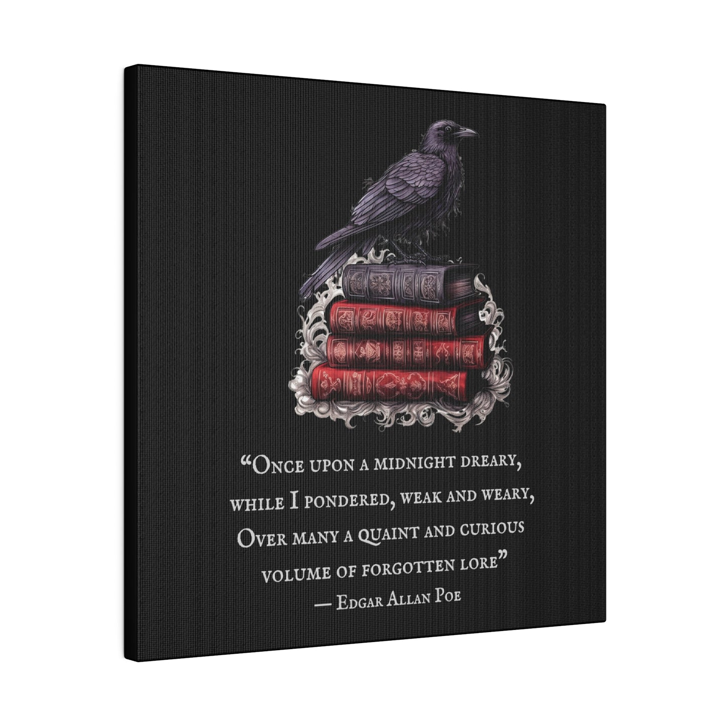 Dark Academia ~Once Upon a Midnight Dreary~ Edgar Allen Poe Print Matte Canvas, Stretched, 0.75"