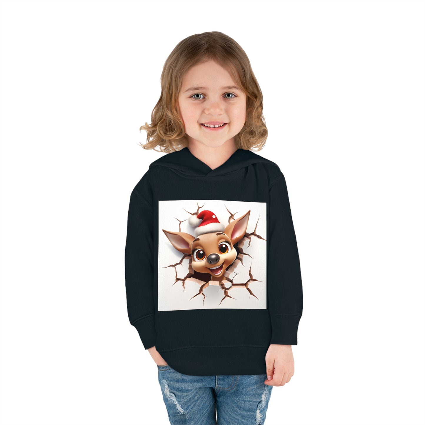 ~Fawn~ 3D Christmas Toddler Pullover Fleece Hoodie by Rabbit Skins