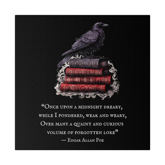 Dark Academia ~Once Upon a Midnight Dreary~ Edgar Allen Poe Print Matte Canvas, Stretched, 0.75"