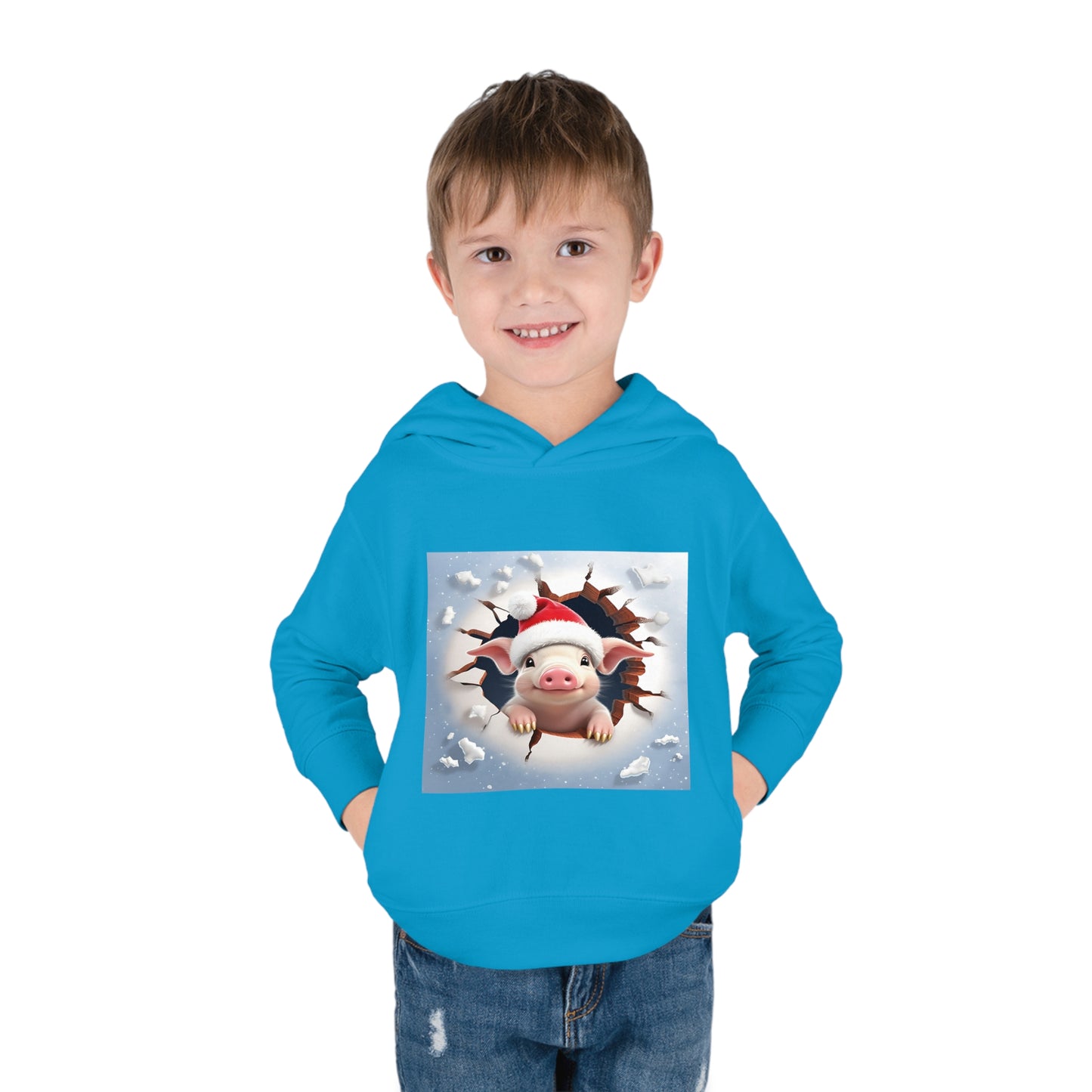 ~Piglet~ 3D Christmas Toddler Pullover Fleece Hoodie by Rabbit Skins