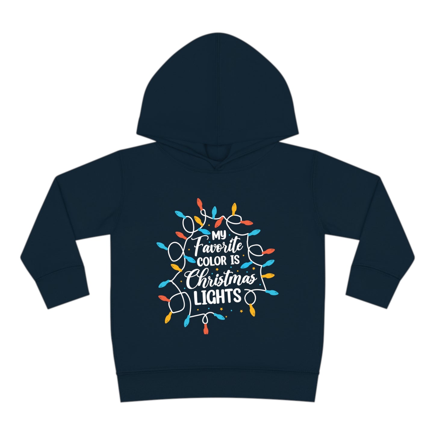 ~My Favorite Color is Christmas Lights~ 3D Christmas Toddler Pullover Fleece Hoodie by Rabbit Skins