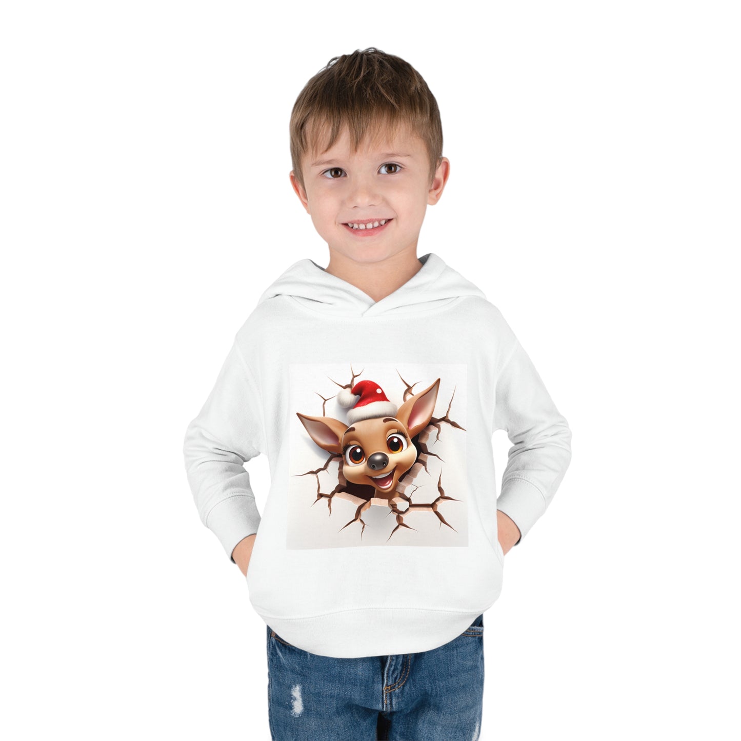 ~Fawn~ 3D Christmas Toddler Pullover Fleece Hoodie by Rabbit Skins