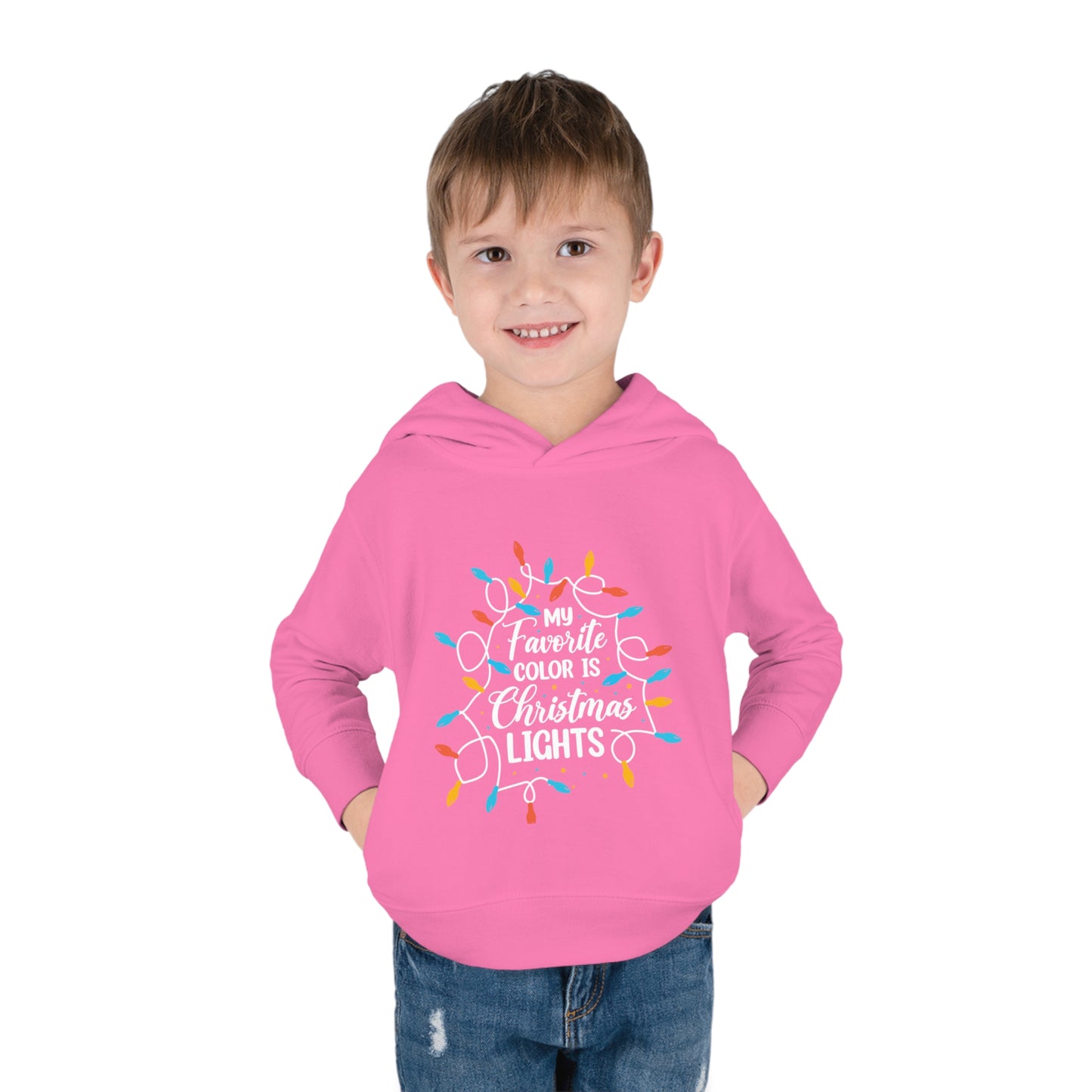 ~My Favorite Color is Christmas Lights~ 3D Christmas Toddler Pullover Fleece Hoodie by Rabbit Skins