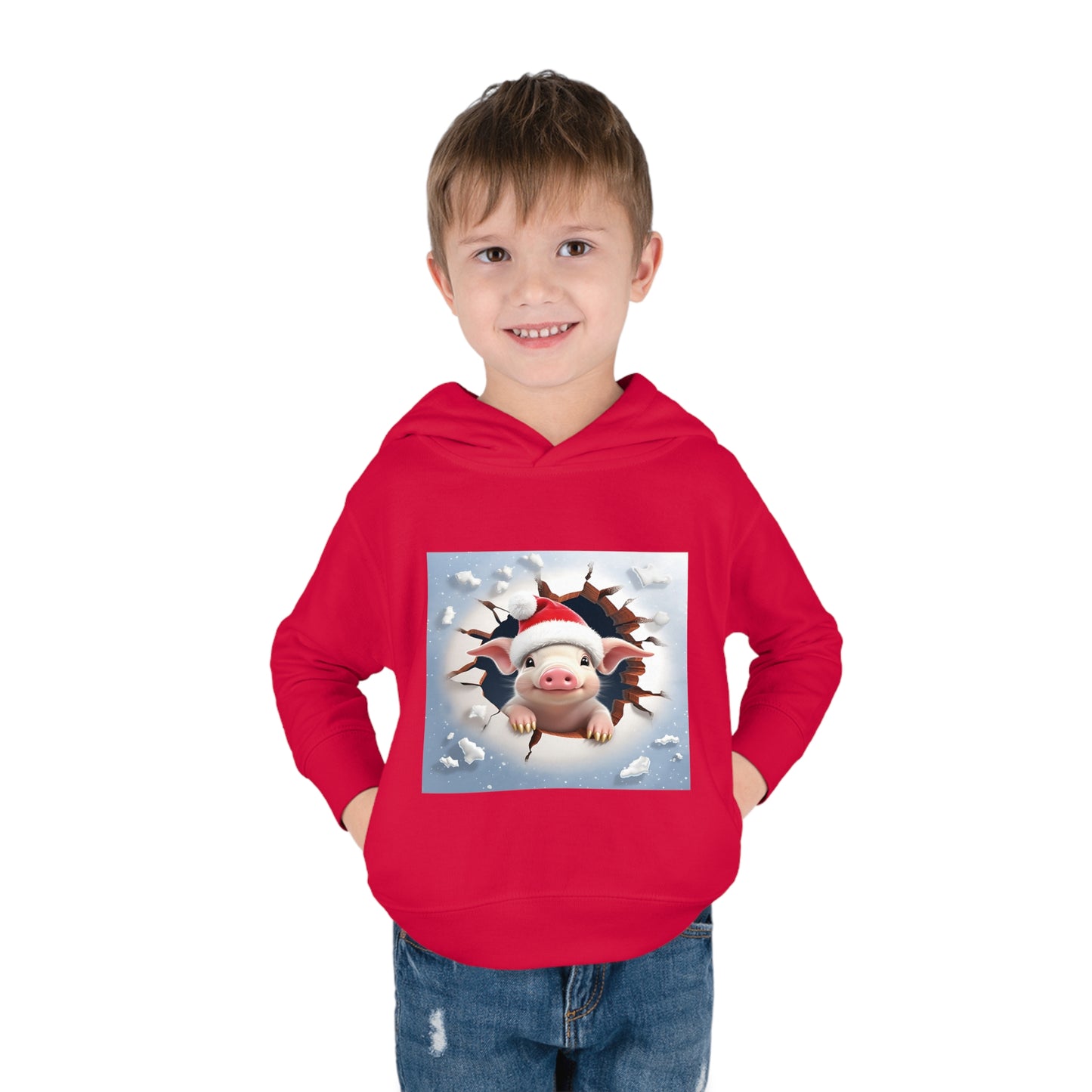 ~Piglet~ 3D Christmas Toddler Pullover Fleece Hoodie by Rabbit Skins