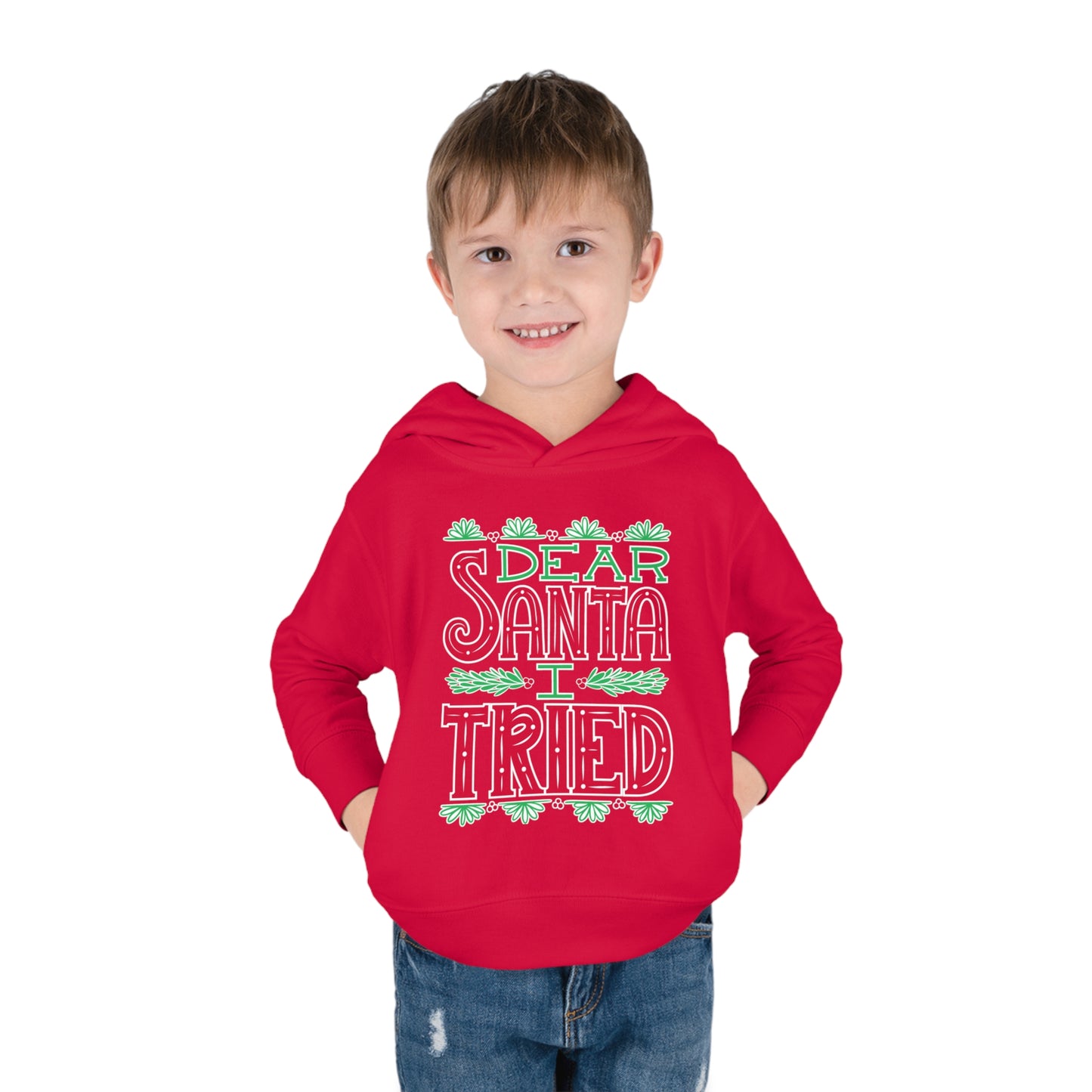 ~Dear Santa, I Tried~ 3D Christmas Toddler Pullover Fleece Hoodie by Rabbit Skins