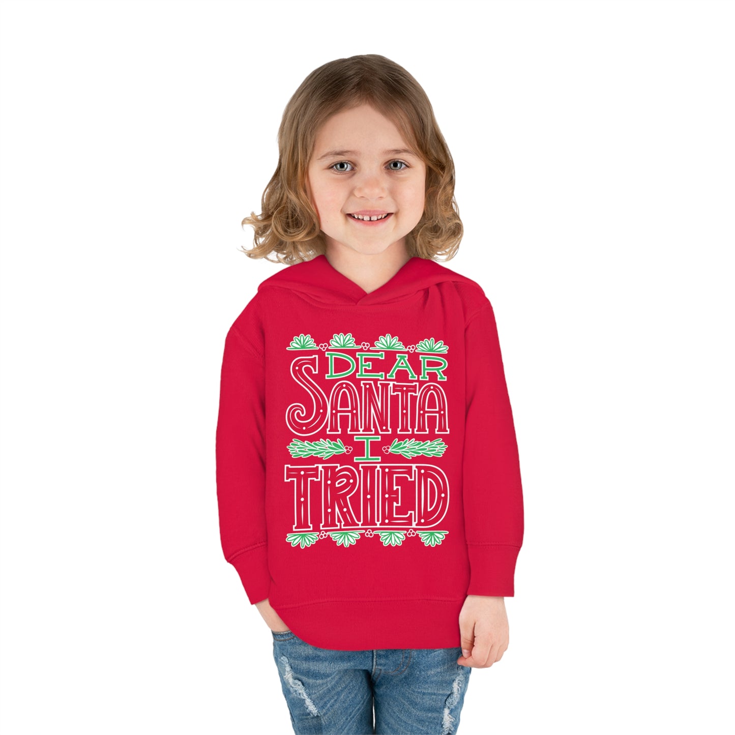 ~Dear Santa, I Tried~ 3D Christmas Toddler Pullover Fleece Hoodie by Rabbit Skins