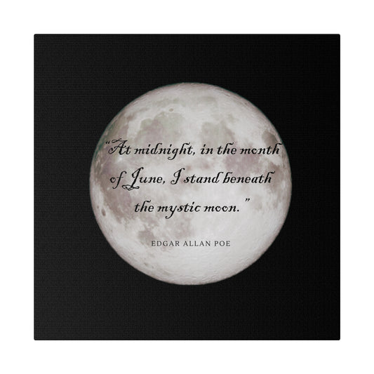 Dark Academia ~Mystic Moon~ Edgar Allen Poe Print Matte Canvas, Stretched, 0.75"