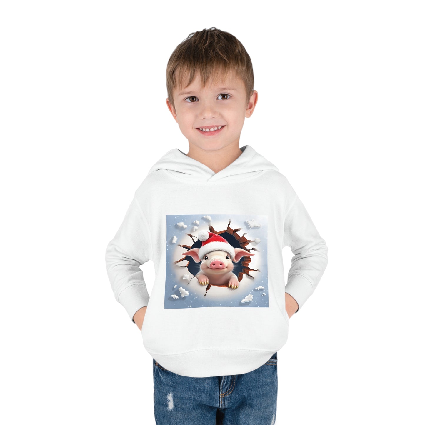 ~Piglet~ 3D Christmas Toddler Pullover Fleece Hoodie by Rabbit Skins