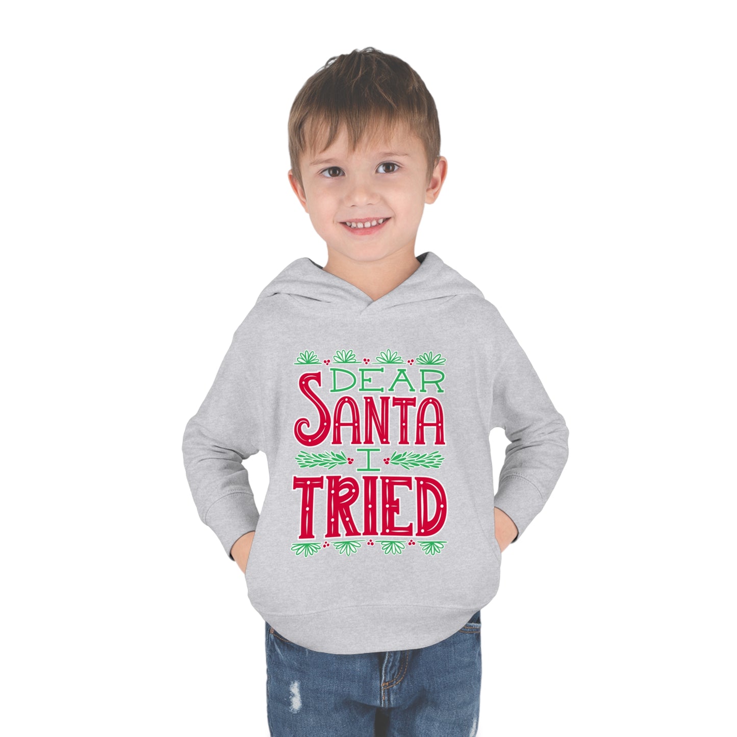 ~Dear Santa, I Tried~ 3D Christmas Toddler Pullover Fleece Hoodie by Rabbit Skins