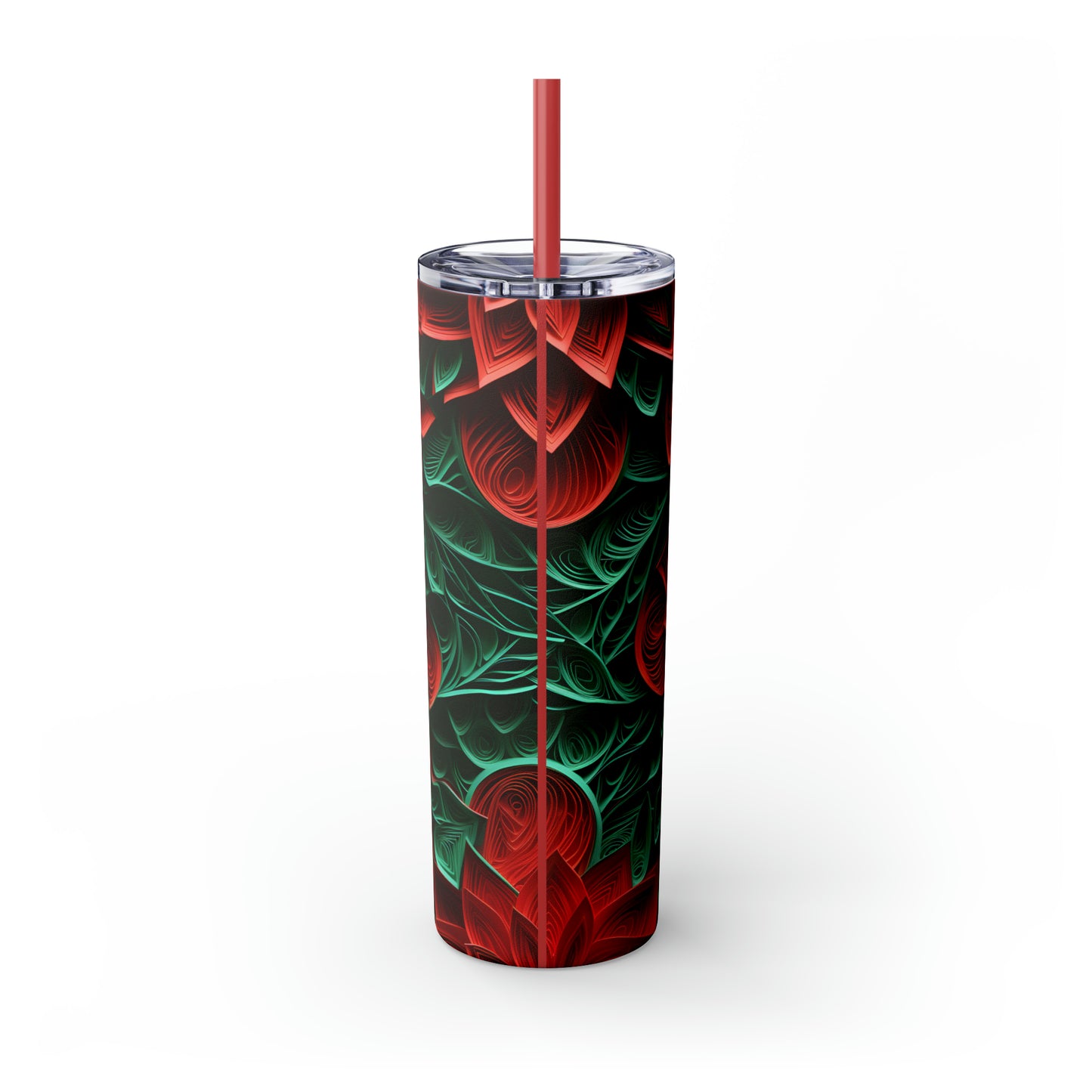 ~Pointsetia~ Christmas Skinny Tumbler with Straw, 20oz