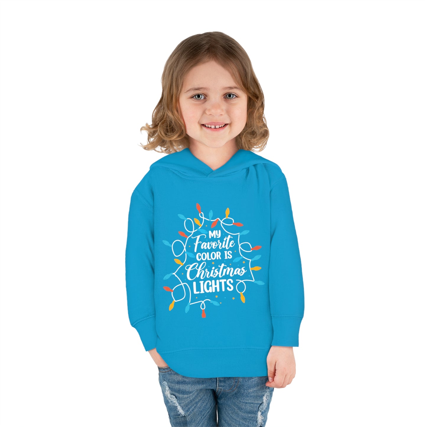 ~My Favorite Color is Christmas Lights~ 3D Christmas Toddler Pullover Fleece Hoodie by Rabbit Skins