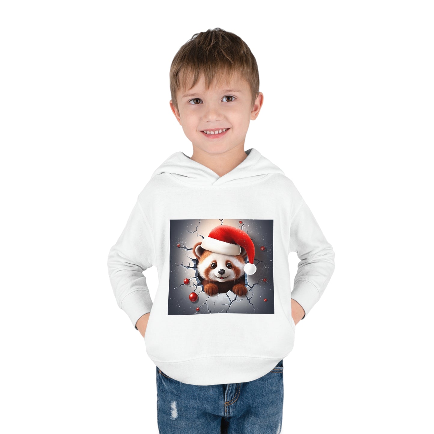 ~Red Panda Cub~ 3D Christmas Toddler Pullover Fleece Hoodie by Rabbit Skins