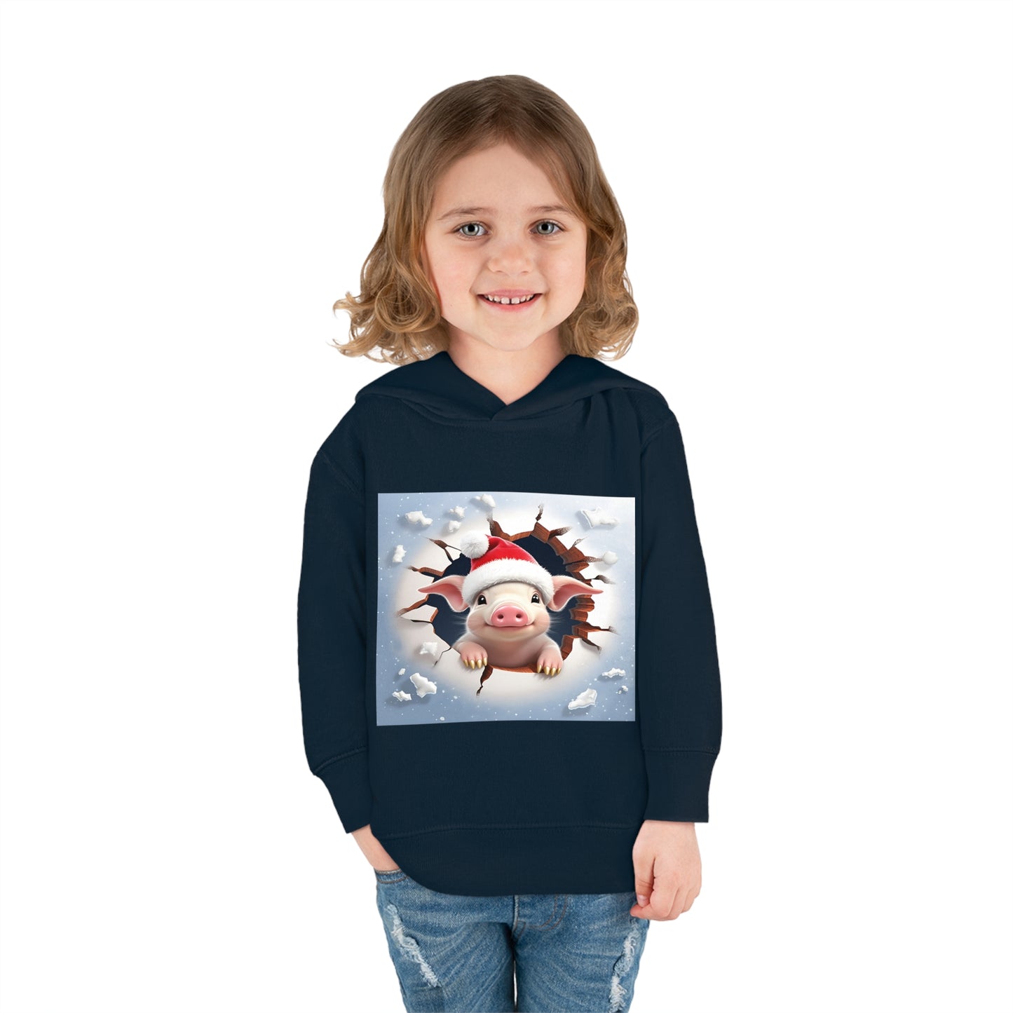 ~Piglet~ 3D Christmas Toddler Pullover Fleece Hoodie by Rabbit Skins