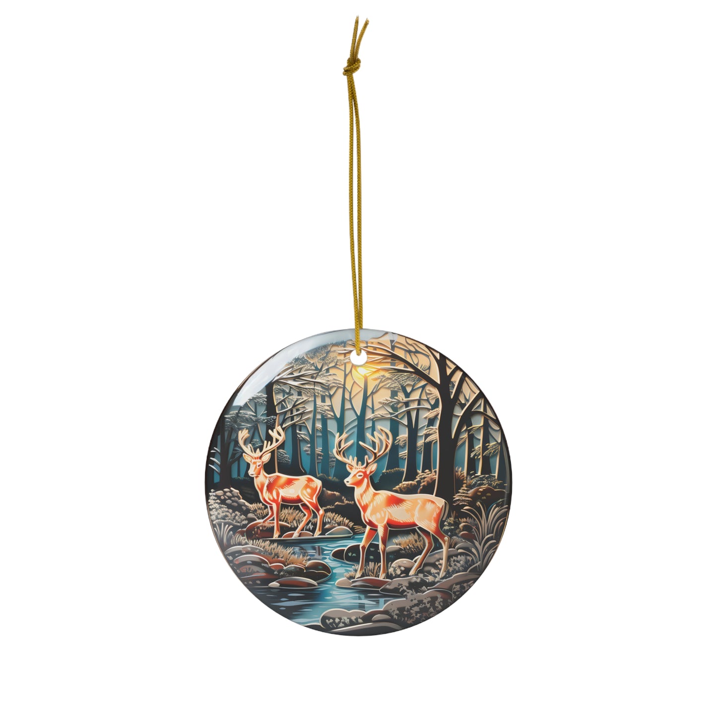 ~Reindeer Brook~ Ceramic Ornament