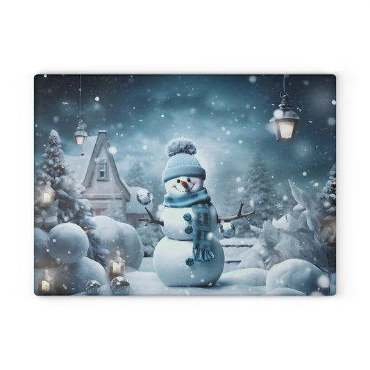 ~Blue Christmas Too~ Glass Cutting Board