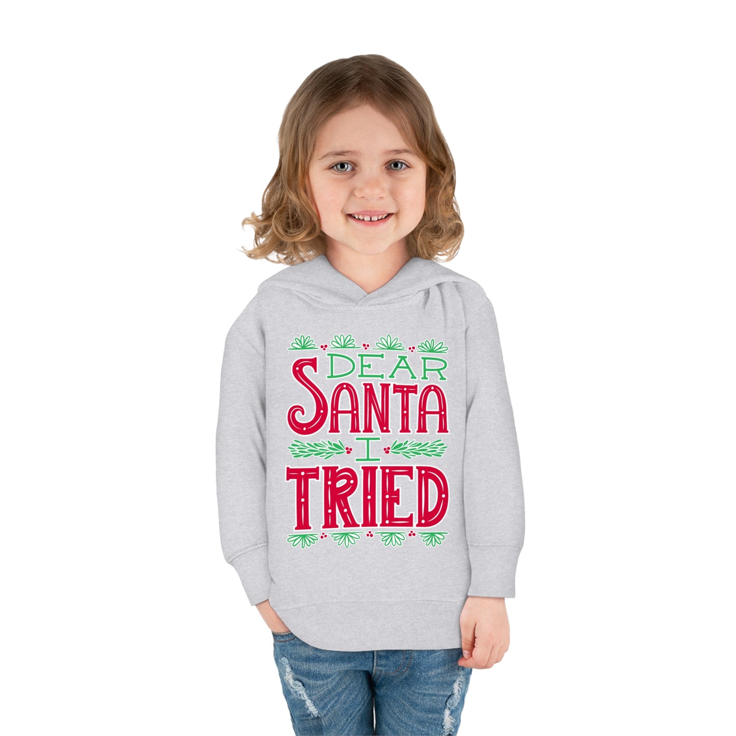 ~Dear Santa, I Tried~ 3D Christmas Toddler Pullover Fleece Hoodie by Rabbit Skins