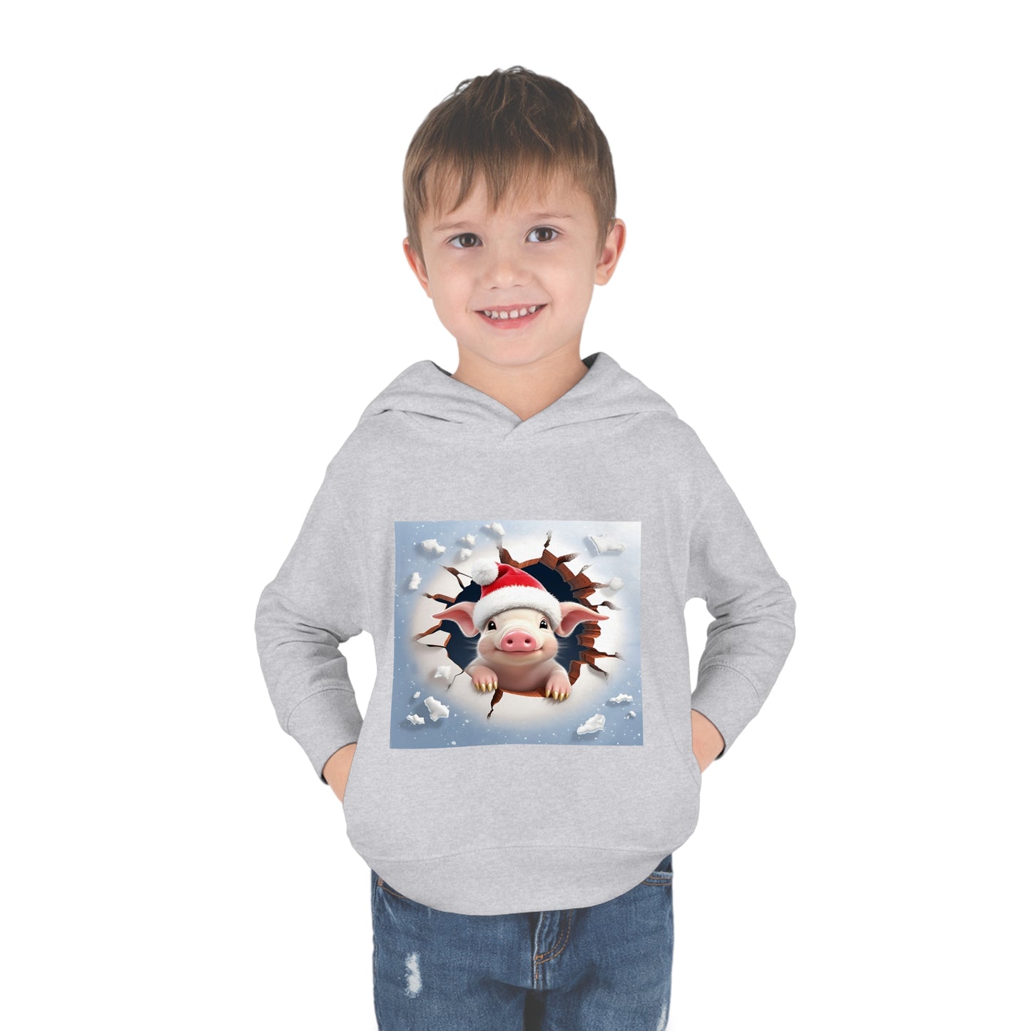 ~Piglet~ 3D Christmas Toddler Pullover Fleece Hoodie by Rabbit Skins