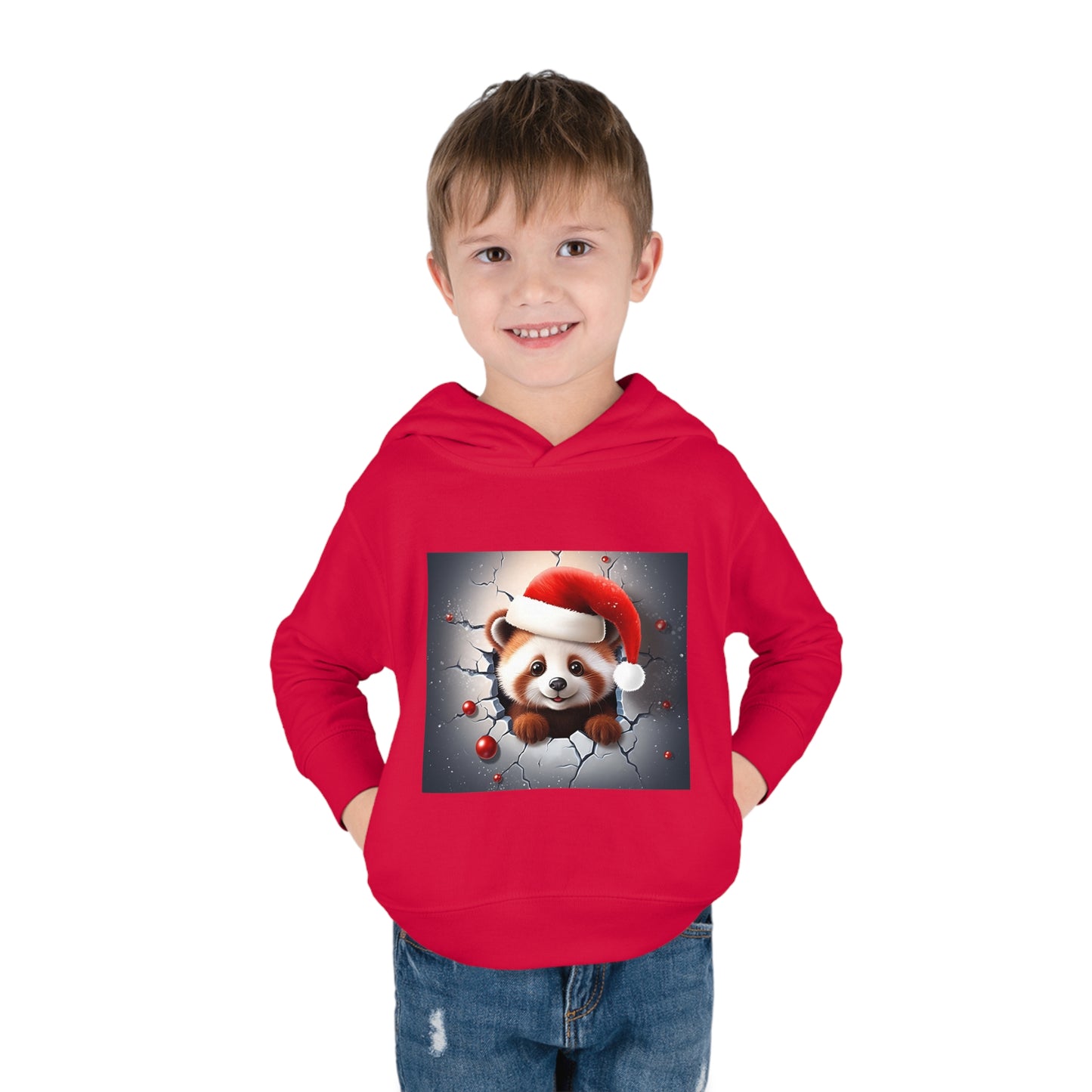 ~Red Panda Cub~ 3D Christmas Toddler Pullover Fleece Hoodie by Rabbit Skins