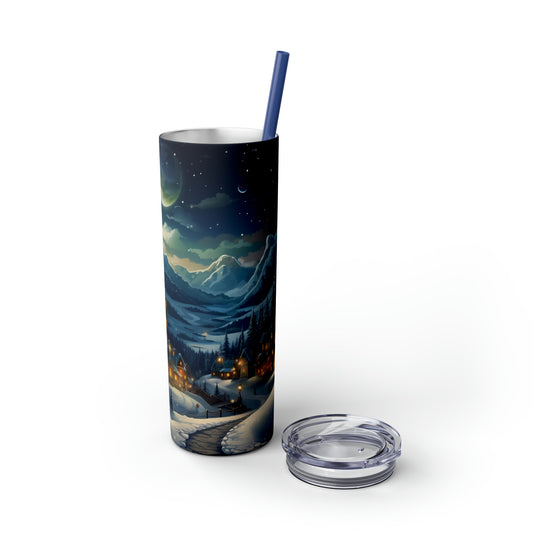 ~Christmas Moon~ Christmas Skinny Tumbler with Straw, 20oz