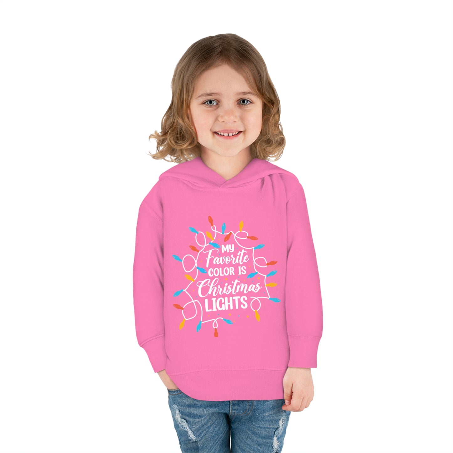 ~My Favorite Color is Christmas Lights~ 3D Christmas Toddler Pullover Fleece Hoodie by Rabbit Skins